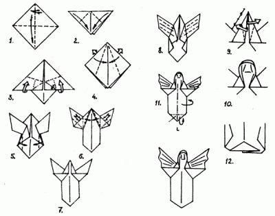 Оригами ангел схема