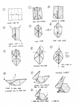 Схема простой маленький Заяц оригами