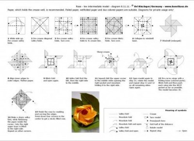 Оригами роза из бумаги схема