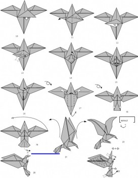 Диаграмма сборки орел оригами