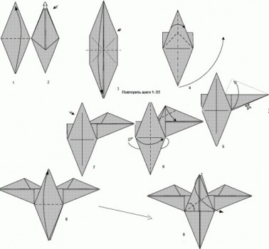 Диаграмма сборки орла оригами