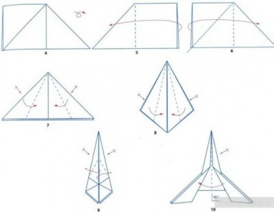 Оригами из бумаги ракета схема 4-10