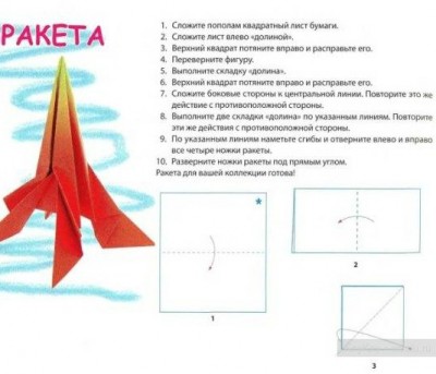 Оригами ракета схема 1-3