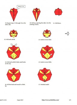 Angry Bird оригами диаграмма схема сборки