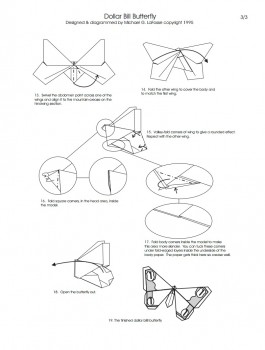 Схема складывания бабочка Moneygami