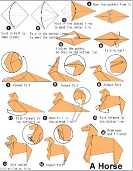 Лошадь оригами схема сборки от мастера Fumiaki Shingu