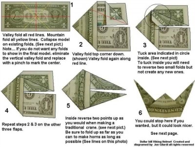 Шлем викинга Moneygami схема сборки от автора Joe Gilardi