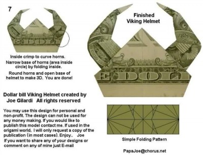 Схема сборки Шлем викинга Moneygami