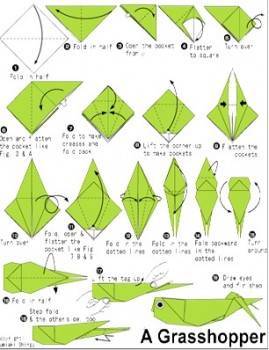 Схема сборки оригами Кузнечик