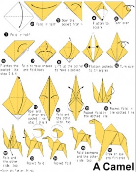 Верблюд оригами схема сборки от автора Fumiaki Shingu