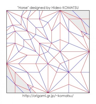 Паттерн сборки оригами лошадь от Hideo Komatsu