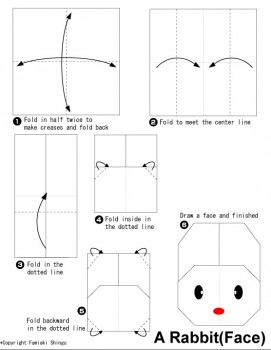 Схема сборки Оригами зайчик от Fumiaki Shingu