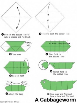 Схема складывания оригами Гусеница от Fumiaki Shingu