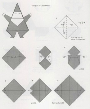 Оригами дед мороз схема сборки 1