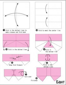 Схема сборки ленточки оригами банта