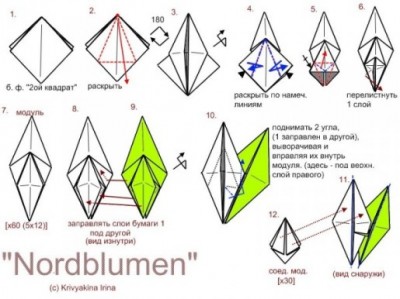 Кусудама Nordblumen схема сборки 1