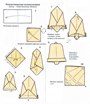 Оригами колокольчик схема сборки 1