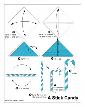 Оригами схема рождественской палочки
