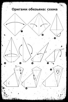 Оригами Обезьяна схема сборки