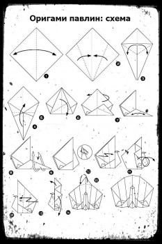 Оригами Павлин схема сборки