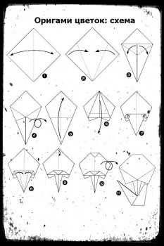 Оригами Цветок схема сборки