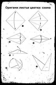 Оригами листья цветка схема сборки