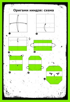 Как сделать из бумаги Ниндзя схема