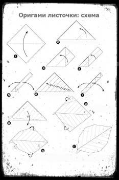 Оригами из бумаги Листок схема сборки