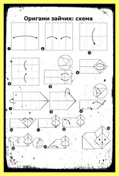 Схема оригами Зайчик